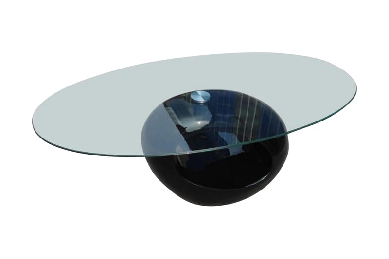 Sofabord Med Oval Bordplade I Glas Højglans Sort - Sort - Møbler - Borde - Sofaborde