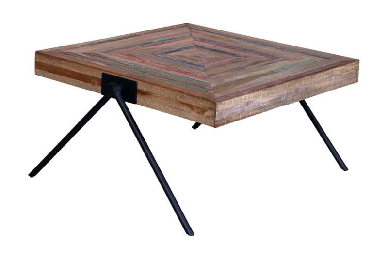 Sofabord Med V-Formede Ben Genbrugsteaktræ - Brun - Møbler - Borde - Sofabord