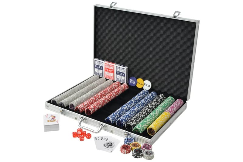Pokersæt Med 1.000 Laserchips Aluminium - Flerfarvet - Møbler - Borde - Spilleborde - Pokerbord
