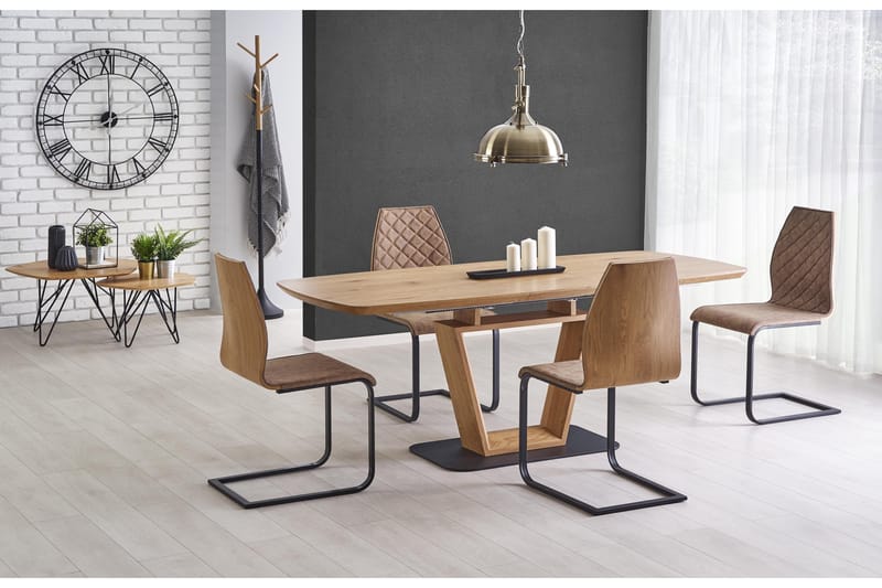 Blacky Udvideligt Spisebord 160 cm - Eg/Sort - Møbler - Borde - Spisebord og køkkenbord