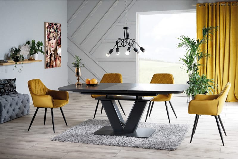 Boujan Udvideligt Spisebord 160 cm - Glas/Mat Grå/Grå - Møbler - Borde - Spisebord og køkkenbord