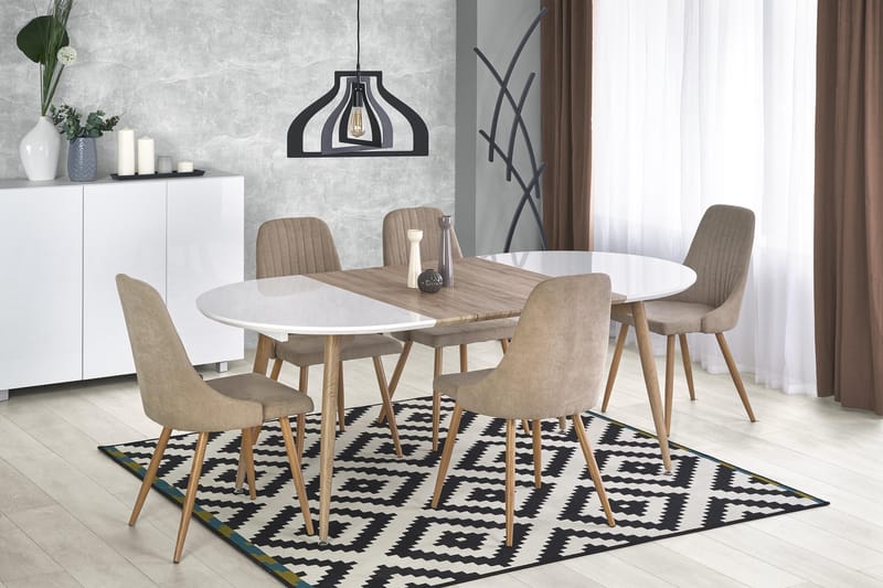 Darwen Udvideligt Spisebord 120 cm - Hvid/Eg - Møbler - Borde - Spisebord og køkkenbord