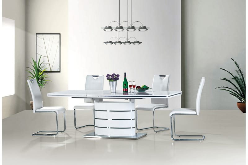 Fanon Udvideligt Spisebord 180 cm - Hvid/Sølv - Møbler - Borde - Spisebord og køkkenbord