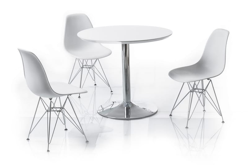 Flavion Spisebord 90 cm Rundt - Hvid/Sølv - Møbler - Borde - Spisebord og køkkenbord