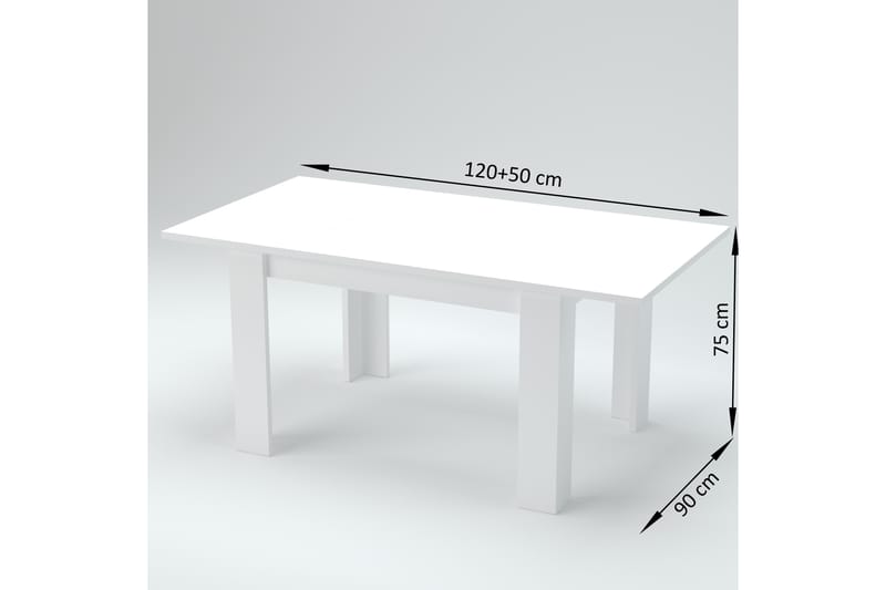Jesin Udvideligt Spisebord 120 cm - Hvid Højglans - Møbler - Borde - Spisebord og køkkenbord