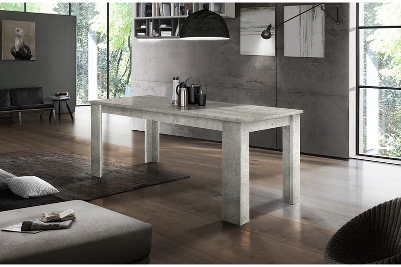Jesin Udvideligt Spisebord 140 cm - Hvid Højglans/Betongrå - Møbler - Borde - Spisebord og køkkenbord