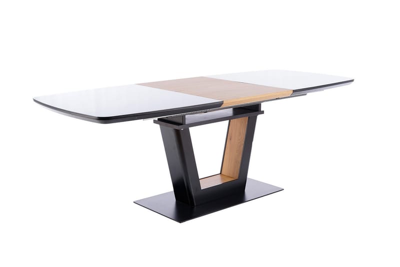 Kiama Udvideligt Spisebord 160 cm - Glas/Sort Matlak/Eg - Møbler - Borde - Spisebord og køkkenbord