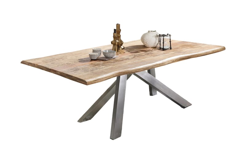 Laikera Spisebord 160x90 cm - Mango/Natur/Sølv - Møbler - Borde - Spisebord og køkkenbord