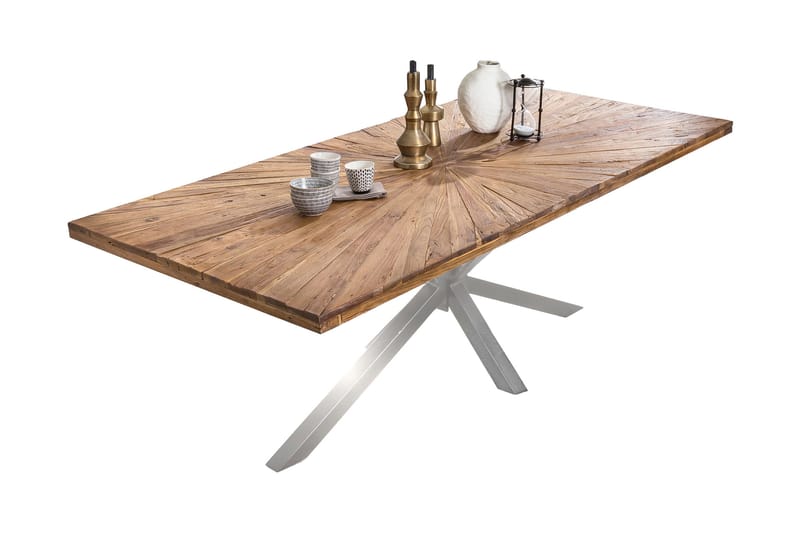 Laikera Spisebord 200x100 cm - Teak/Sølv - Møbler - Borde - Spisebord og køkkenbord