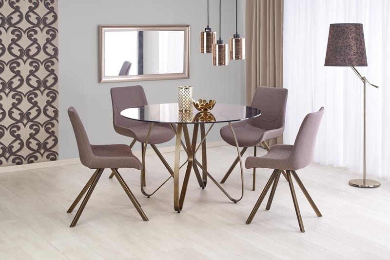 Lungo Spisebord 120 cm - Brun/Guld - Møbler - Borde - Spisebordssæt