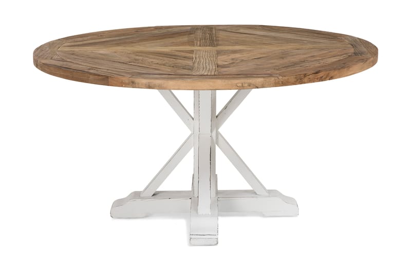Lyon Spisebord 150 cm Rund - Vintage Natur/Hvid - Møbler - Borde - Spisebord og køkkenbord