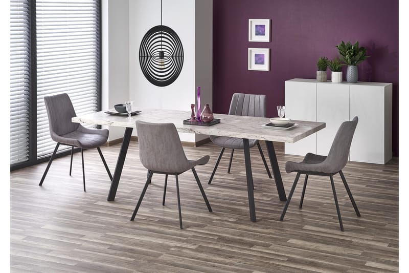 Molena Udvideligt Spisebord 160 cm - Marmor/Sort - Møbler - Borde - Spisebord og køkkenbord