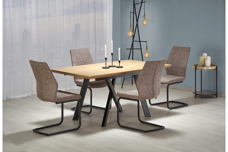 Nabas Udvideligt Spisebord 160 cm - Eg/Sort - Møbler - Borde - Spisebord og køkkenbord