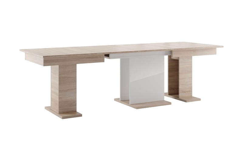 Ninad Udvideligt Spisebord 160 cm - Eg/Hvid Højglans - Møbler - Borde - Spisebord og køkkenbord