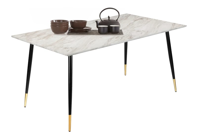 Oktoos Spisebord 160 cm - Grå/Hvid/Sort/Guld - Møbler - Borde - Spisebord og køkkenbord