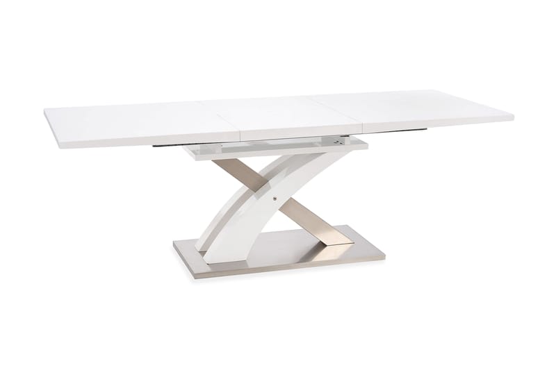 Sandor Udvideligt Spisebord 160 cm Glas - Hvid - Møbler - Spisebordssæt - Rektangulært spisebordssæt