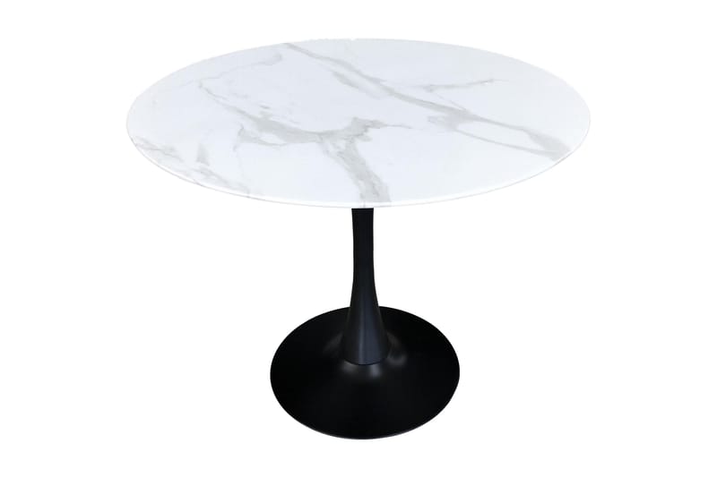 Torgau Spisebord 100 cm Rundt - Glas/Hvid/Sort - Møbler - Borde - Spisebord og køkkenbord