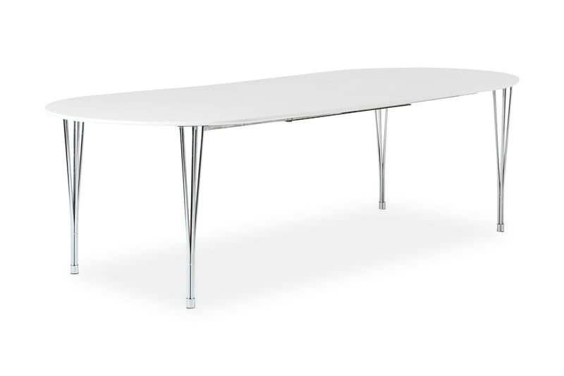 Tyson Udvideligt Spisebord 160 cm Oval - Hvid/Krom - Møbler - Borde - Spisebord og køkkenbord