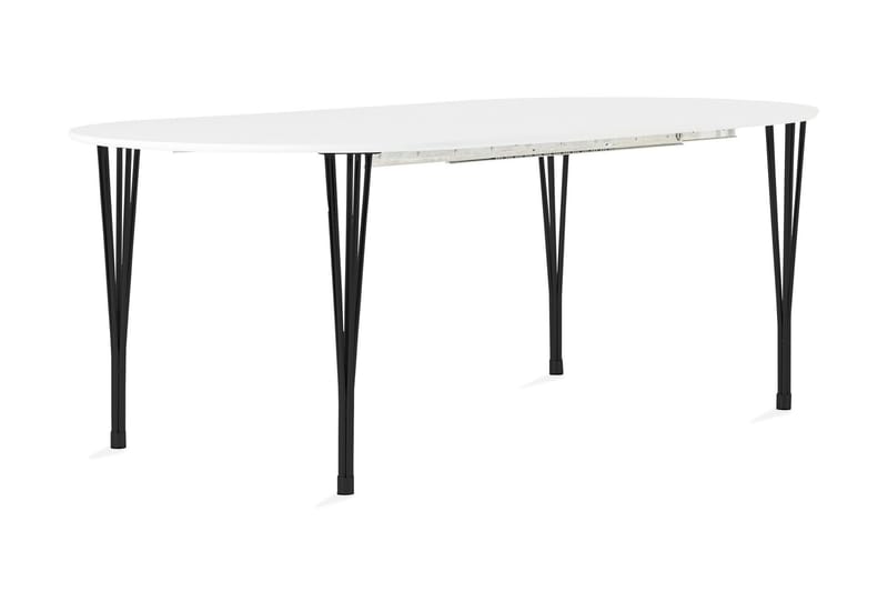 Tyson Udvideligt Spisebord 160 cm Oval - Hvid/Sort - Møbler - Borde - Spisebord og køkkenbord