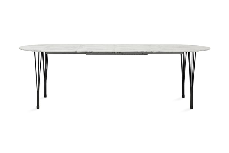 Tyson Udvideligt Spisebord 160 cm Oval - Marmor/Sort - Møbler - Borde - Spisebord og køkkenbord