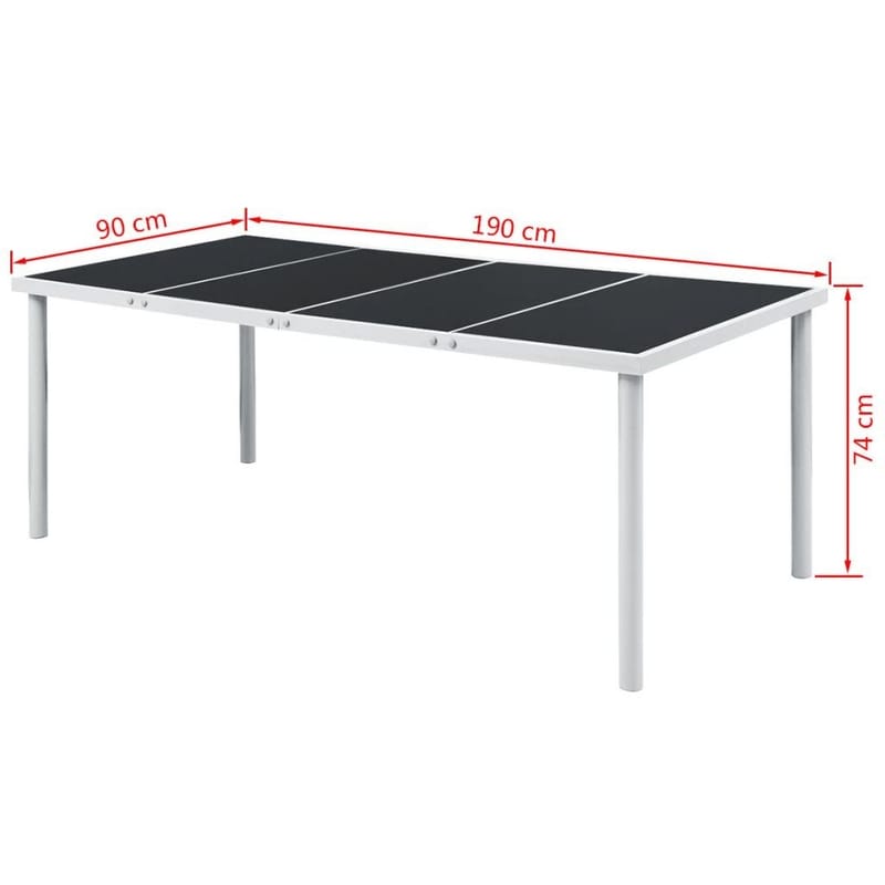 Udendørs Spisebord 190 X 90 X 74 Cm Sort - Sort - Møbler - Borde - Spisebord og køkkenbord