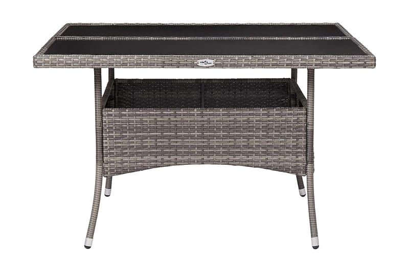 Udendørs spisebord polyrattan og glas grå - Grå - Møbler - Borde - Spisebord og køkkenbord