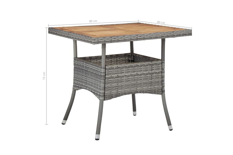 udendørs spisebord polyrattan og massivt akacietræ grå - Møbler - Borde - Spisebord og køkkenbord