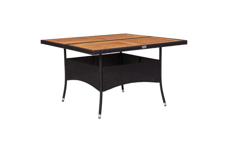 Udendørs Spisebord Polyrattan Og Massivt Akacietræ Sort - Møbler - Borde - Spisebord og køkkenbord