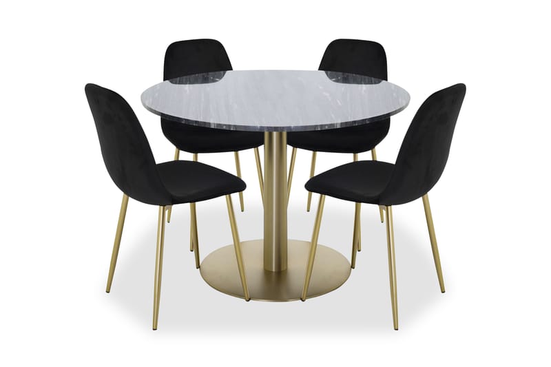 Admira Spisebord runt Sort/Messing+Pontus stol Sort/Messing - Møbler - Borde - Spisebordssæt