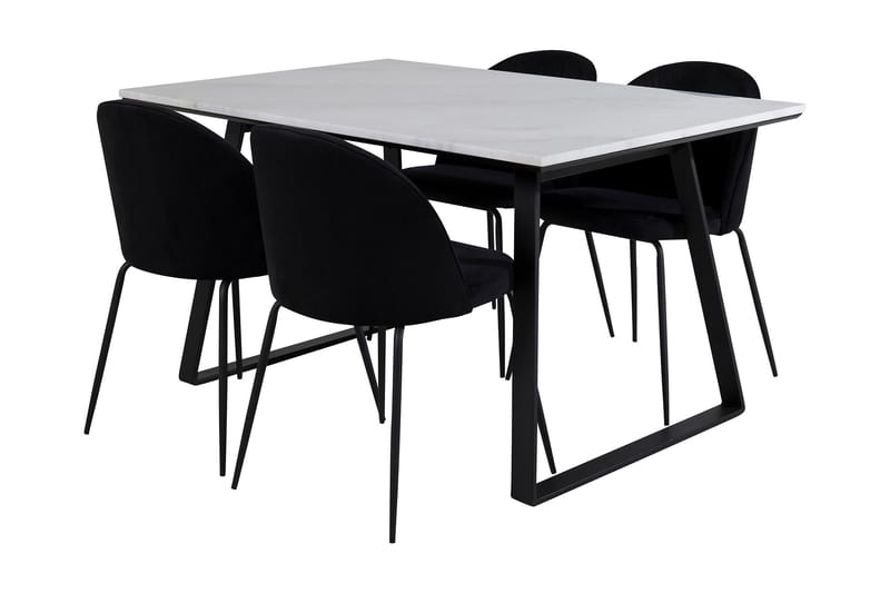 Admira Spisebordssæt 140 cm inkl 4 Foyos Stole - Marmor/Hvid/Sort - Møbler - Borde - Spisebordssæt