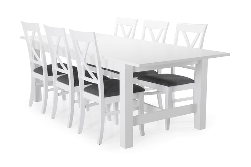 Altea Spisebord med 6 stk Hartford Stole - Hvid - Møbler - Borde - Spisebordssæt