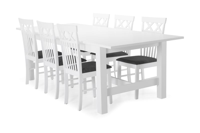 Altea Spisebord med 6 stk Rebecka Stole - Hvid - Møbler - Borde - Spisebordssæt