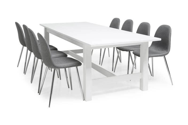 Altea Spisebordssæt Hvid - Hvid/Grå/Krom - Møbler - Borde - Spisebordssæt