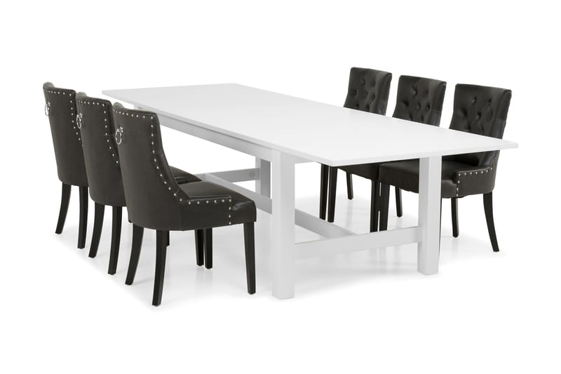 Altea Spisebordssæt Inkl. Tillægsplade Hvid - 6 Tuva Stole - Møbler - Borde - Spisebordssæt