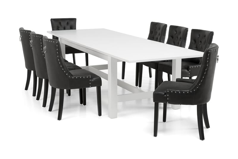 Altea Spisebordssæt Inkl. Tillægsplade Hvid - 8 Tuva Stole - Møbler - Senge - Seng med opbevaring
