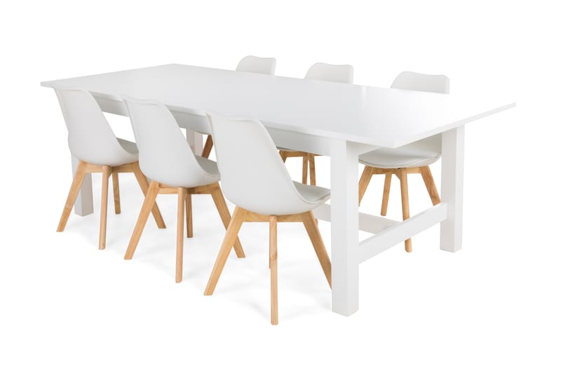 Altea Spisebordssæt med 6 stk Stil Stol - Hvid - Møbler - Borde - Spisebordssæt