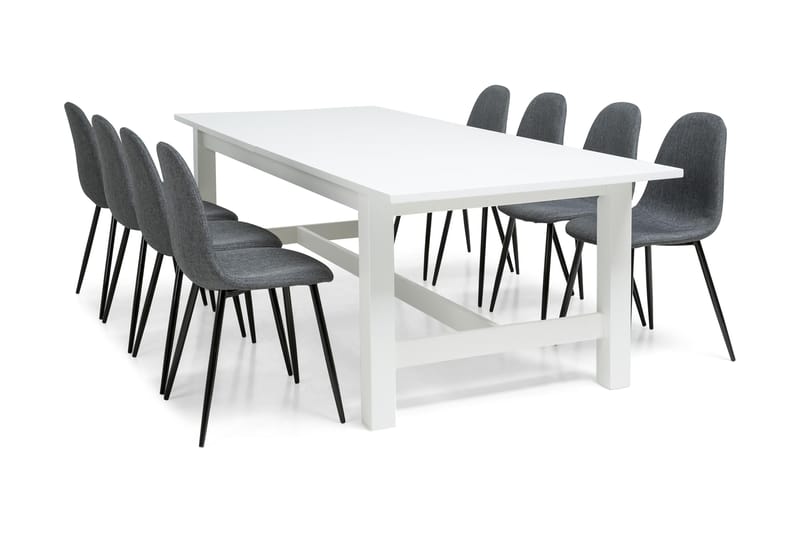 Altea Spisebordssæt med 8 Nibe Stole - Hvid/Grå/Sort - Møbler - Borde - Spisebordssæt