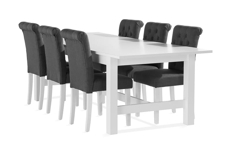 Altea udvideligt spisebord 240 cm med 6 Stormon stole - Hvid - Møbler - Borde - Spisebordssæt
