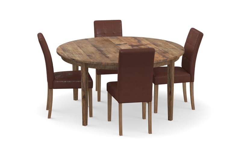 Asuma Spisebord 150 cm Runt med 4 st Viktor Spisebordsstol - Hvid - Møbler - Borde - Spisebordssæt