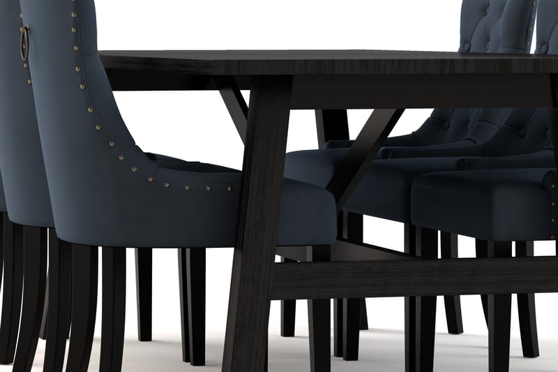 Bayview Spisebord 220 cm med 6stk Viktoria Spisebordsstol - Sort - Møbler - Borde - Spisebordssæt