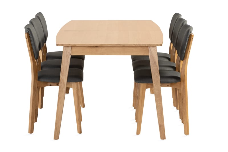 Beagan Udvideligt Spisebordssæt 180 cm inkl 6 Stole - Massivt Eg/Brun - Møbler - Borde - Spisebordssæt
