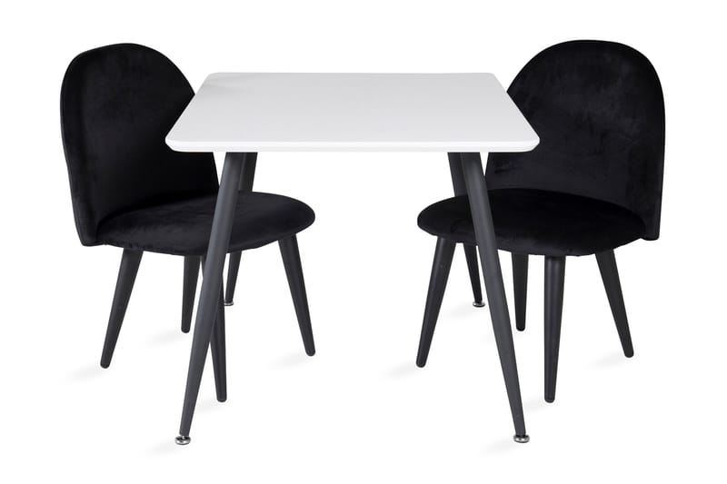 Bennie Spisebordssæt 80 cm med 2 Stole Velour - Møbler - Borde - Spisebordssæt