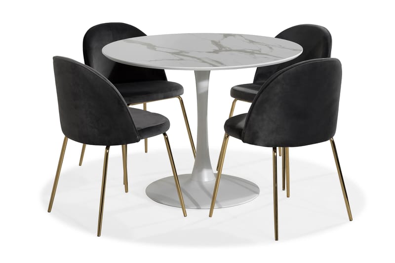 Caitly Spisebordssæt med 4 st Felipe Spisebordsstol - Hvid - Møbler - Borde - Spisebordssæt