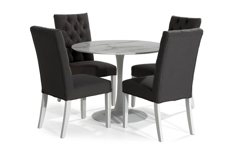 Caitly Spisebordssæt med 4 st Jenny Spisebordsstol - Hvid - Møbler - Borde - Spisebordssæt