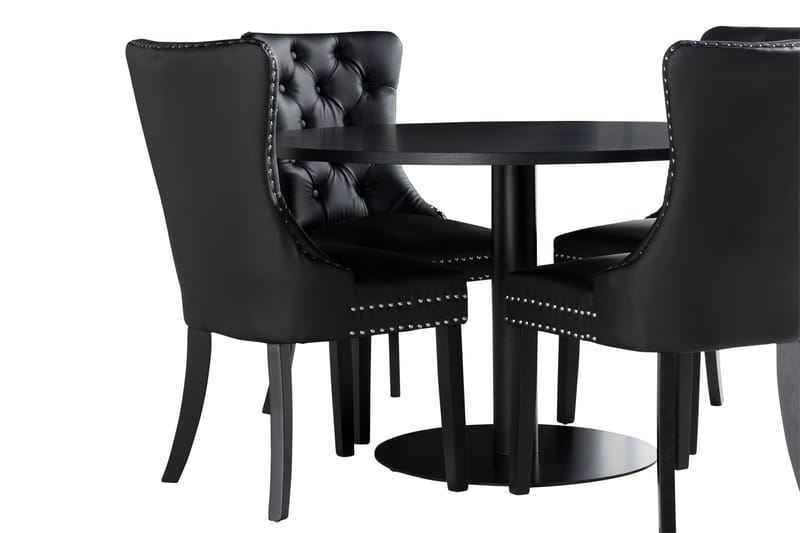 Capri Spisebord med 4 Bergviken Spisebordsstol konstlæder - Sort - Møbler - Borde - Spisebordssæt