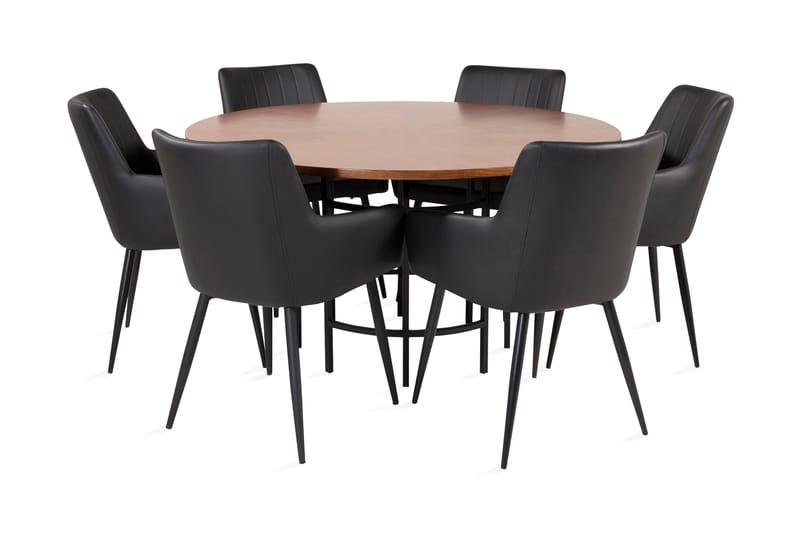 Copenhagen Spisebordssæt med 6 Casper Stole Kunstlæder sort - Furniture Fashion - Møbler - Borde - Spisebordssæt