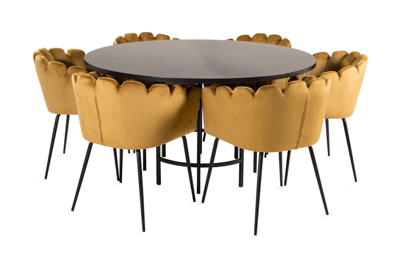 Copenhagen Spisebordssæt med 6 Limhamn Spisebordstole Gul - Furniture Fashion - Møbler - Borde - Spisebordssæt