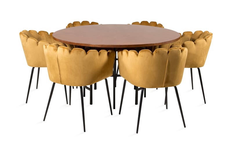 Copenhagen Spisebordssæt med 6 Limhamn Spisebordstole Gul - Furniture Fashion - Møbler - Borde - Spisebordssæt