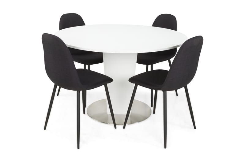 Cubic Spisebordssæt 120 med 4 Nibe Stole - Hvid/Sort - Møbler - Borde - Spisebordssæt