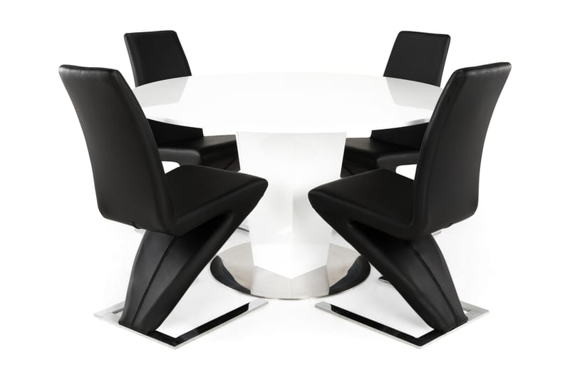Diamond Spisebordssæt med 4 stk Zion Stole - Sort/Krom - Møbler - Borde - Spisebordssæt